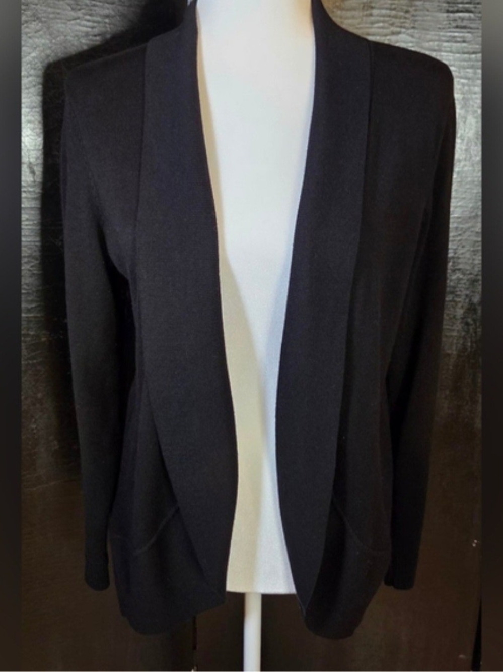 Verve Ami Black Open Front Cardigan Sweater Medium